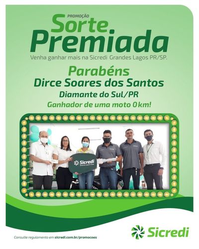 Sicredi Grandes Lagos PR/SP premia associado de Diamante do Sul  