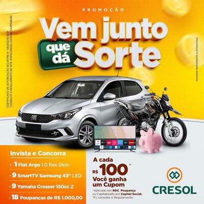 Cresol Vale das Ãguas lanÃ§a campanha â€œVem Junto que DÃ¡ Sorteâ€ 