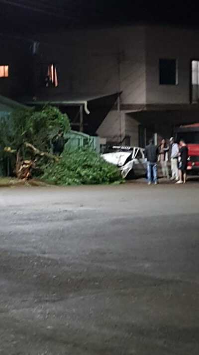 Laranjeiras: VeÃ­culo bate em Ã¡rvore e casal fica ferido