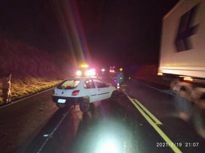 Cantagalo: Grave acidente Ã© registrado na BR 277 envolvendo auto e caminhÃ£o