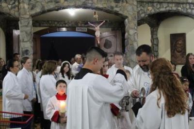 Com a participaÃ§Ã£o da secretaria de SaÃºde em alusÃ£o ao outubro rosa aconteceu o 7Âº dia da Novena da Padroeira em Laranjeiras do Sul