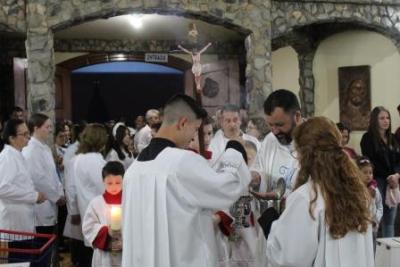 Com a participaÃ§Ã£o da secretaria de SaÃºde em alusÃ£o ao outubro rosa aconteceu o 7Âº dia da Novena da Padroeira em Laranjeiras do Sul