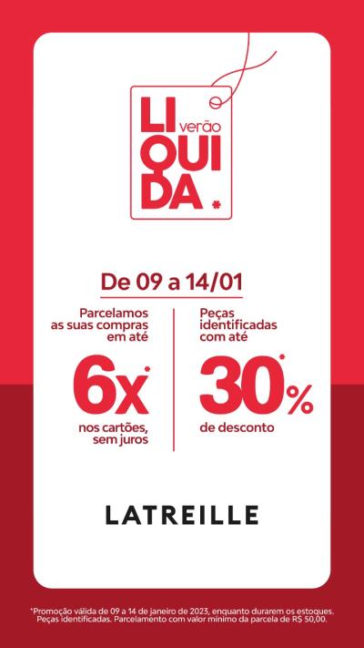 AtÃ© sÃ¡bado (14) tem Liquida VerÃ£o Latreille Laranjeiras do Sul 