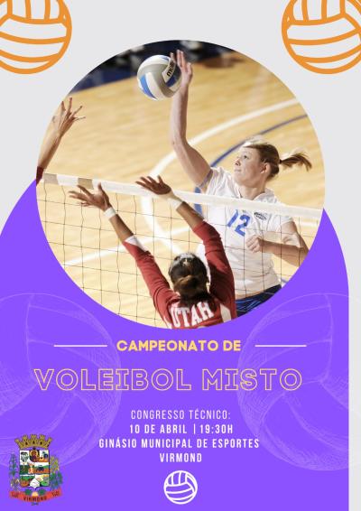 Nesta segunda-feira (10) tem Congresso TÃ©cnico do Voleibol dos Jogos Alusivos em Virmond 