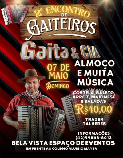 Acontece neste domingo (7) o 2Âº Encontro de Gaiteiros em Laranjeiras do Sul