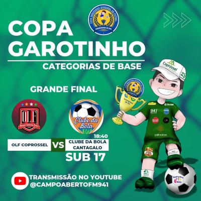 Neste sÃ¡bado (19) tem as finais da Copa Garotinho de Futsal Categorias de Base