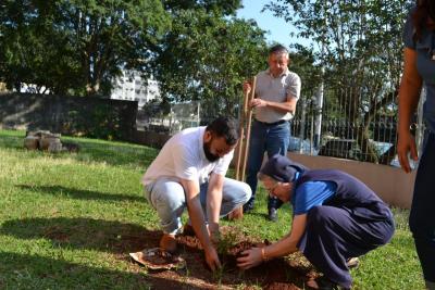 No Dia da Ãrvore Pastoral da Ecologia Integral realizou o plantio de mudas na PraÃ§a da Igreja Matriz SantÂ´Ana