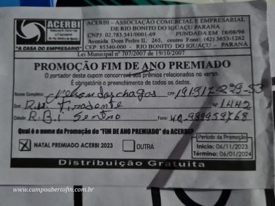 ACERBI realiza sorteio final da promoÃ§Ã£o Natal Premiado 2023