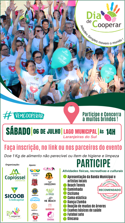 DIA DE COOPERAR - Aberta as inscriÃ§Ãµes para atividades do Dia C da Coprossel e Sicoob