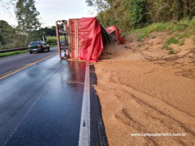â€‹â€‹â€‹â€‹â€‹â€‹â€‹CaminhÃ£o carregado de trigo tomba na BR 277 entre Virmond e Cantagalo