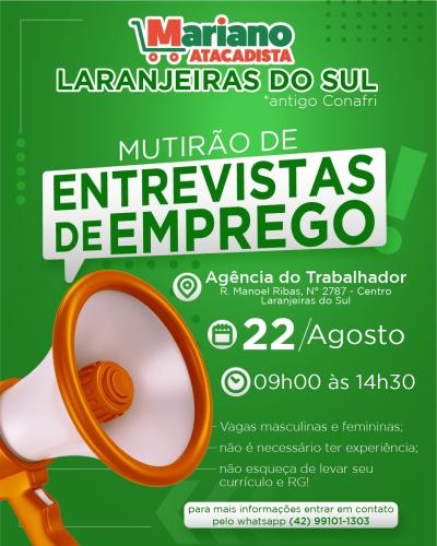 LS: Dezenas de vagas disponÃ­veis na AgÃªncia do Trabalhador
