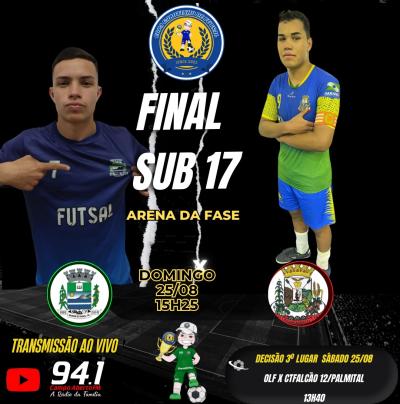 Neste sÃ¡bado e domingo, 24 e 25/8, tem as finais da Copa Garotinho de Futsal Categorias de Base