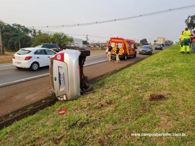 LS: ColisÃ£o traseira seguido de capotamento Ã© registrado no KM 453 da BR 277