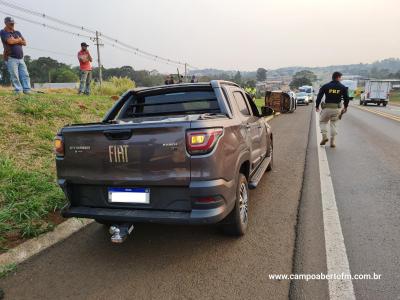 LS: ColisÃ£o traseira seguido de capotamento Ã© registrado no KM 453 da BR 277