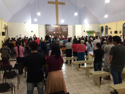 Missa com Novenas em louvor a SÃ£o Miguel reuniu dezenas de FiÃ©is neste sÃ¡bado (21)