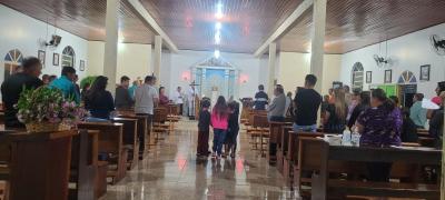 Comunidade Lagoa Bonita de Virmond realiza o 3Âº dia do TrÃ­duo em louvor a SÃ£o Miguel