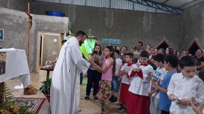 Caravana Evangelizar da Campo Aberto FM participou da Missa Solene de Frei GalvÃ£o