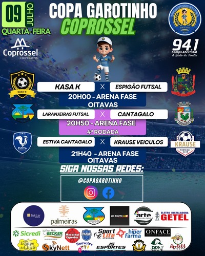 Definidos os duelos das Oitavas de Final da Copa Garotinho/Coprossel de Futsal 2025 Masculino 