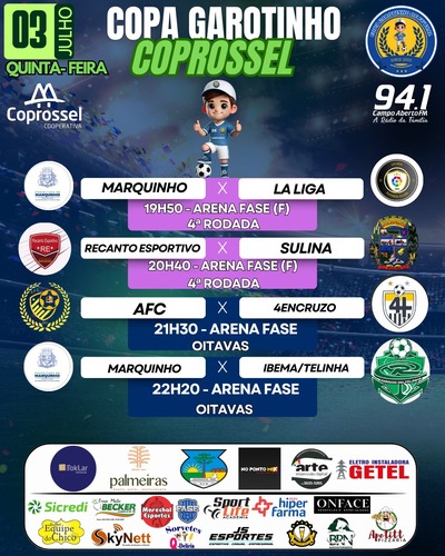 Definidos os duelos das Oitavas de Final da Copa Garotinho/Coprossel de Futsal 2025 Masculino 