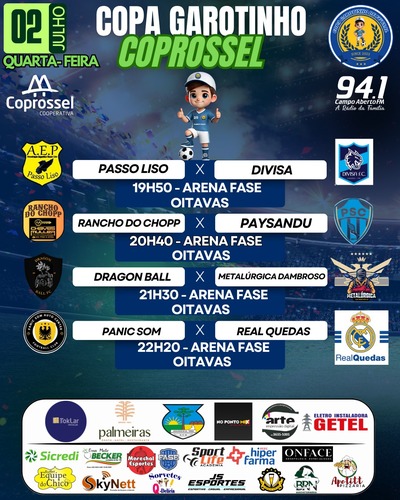 Definidos os duelos das Oitavas de Final da Copa Garotinho/Coprossel de Futsal 2025 Masculino 