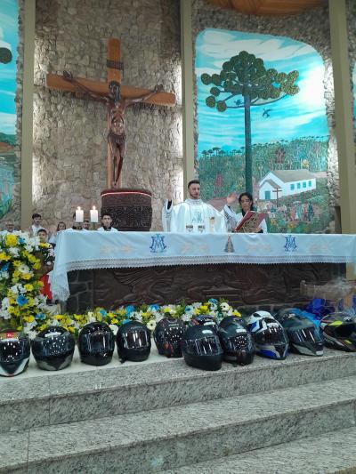 Missa com benção dos Motoqueiros foi a 4ª celebração no Santuário 
