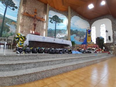 Missa com benção dos Motoqueiros foi a 4ª celebração no Santuário 