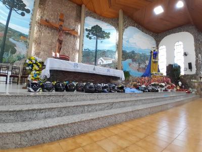 Missa com benção dos Motoqueiros foi a 4ª celebração no Santuário 