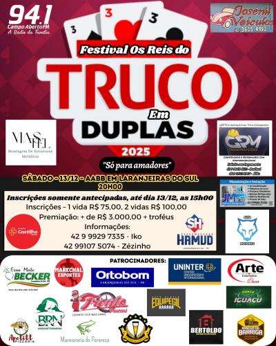 Vem aí, Festival os Reis do Truco em Duplas em Laranjeiras do Sul 