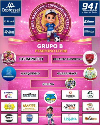 Confira o Agrupamento da 1ª fase da Copa Garotinho Coprossel de Futsal 2026 Adulto 