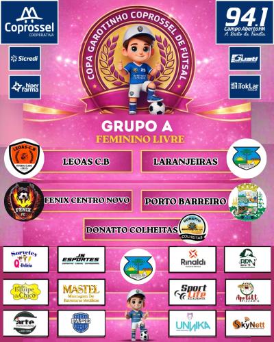 Confira o Agrupamento da 1ª fase da Copa Garotinho Coprossel de Futsal 2026 Adulto 