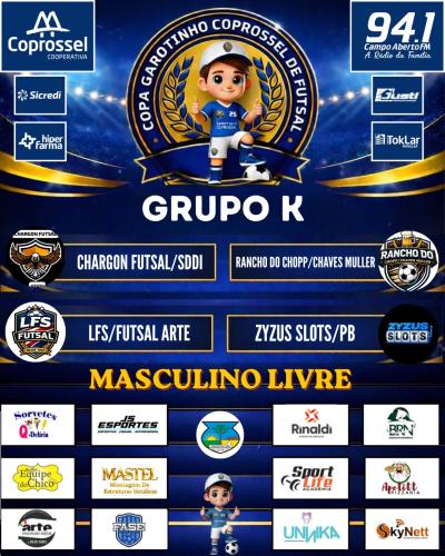 Confira o Agrupamento da 1ª fase da Copa Garotinho Coprossel de Futsal 2026 Adulto 