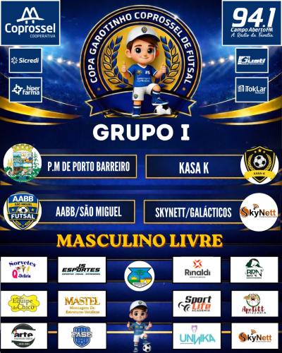 Confira o Agrupamento da 1ª fase da Copa Garotinho Coprossel de Futsal 2026 Adulto 
