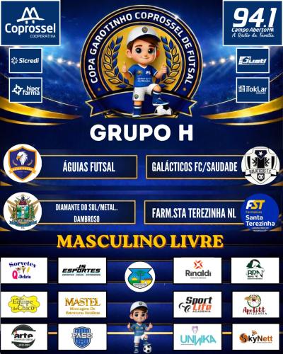 Confira o Agrupamento da 1ª fase da Copa Garotinho Coprossel de Futsal 2026 Adulto 