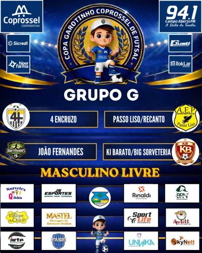Confira o Agrupamento da 1ª fase da Copa Garotinho Coprossel de Futsal 2026 Adulto 