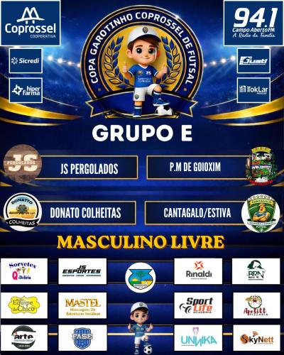Confira o Agrupamento da 1ª fase da Copa Garotinho Coprossel de Futsal 2026 Adulto 