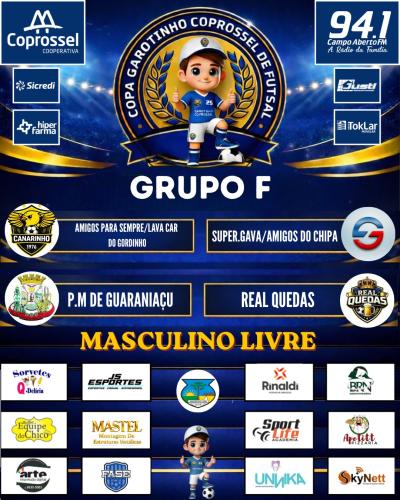 Confira o Agrupamento da 1ª fase da Copa Garotinho Coprossel de Futsal 2026 Adulto 