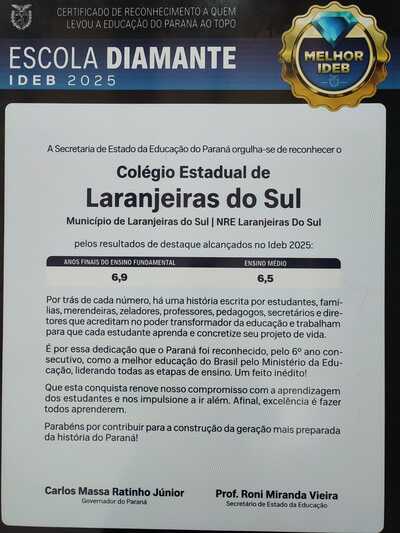 LS: Colégio Laranjeiras conquista reconhecimento como Escola Diamante