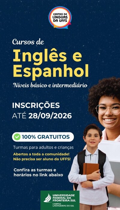 LS: UFFS abre inscrição pra aulas gratuitas de inglês e espanhol