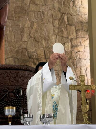 Padre Sebastião Gulart presidiu a celebração das 10h