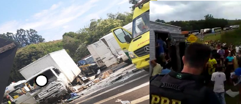 Acidente na BR 277 em Nova Laranjeiras com vítima fatal. Carga foi saqueada logo após o acidente