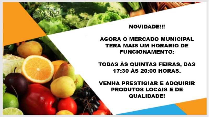 Hoje quinta-feira tem horário especial de atendimento no Mercado Municipal em Laranjeiras do Sul