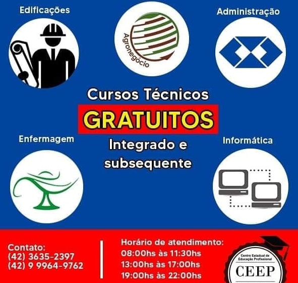 Hoje Ã© o Ãºltimo dia de inscriÃ§Ã£o para os cursos da Escola TÃ©cnica
