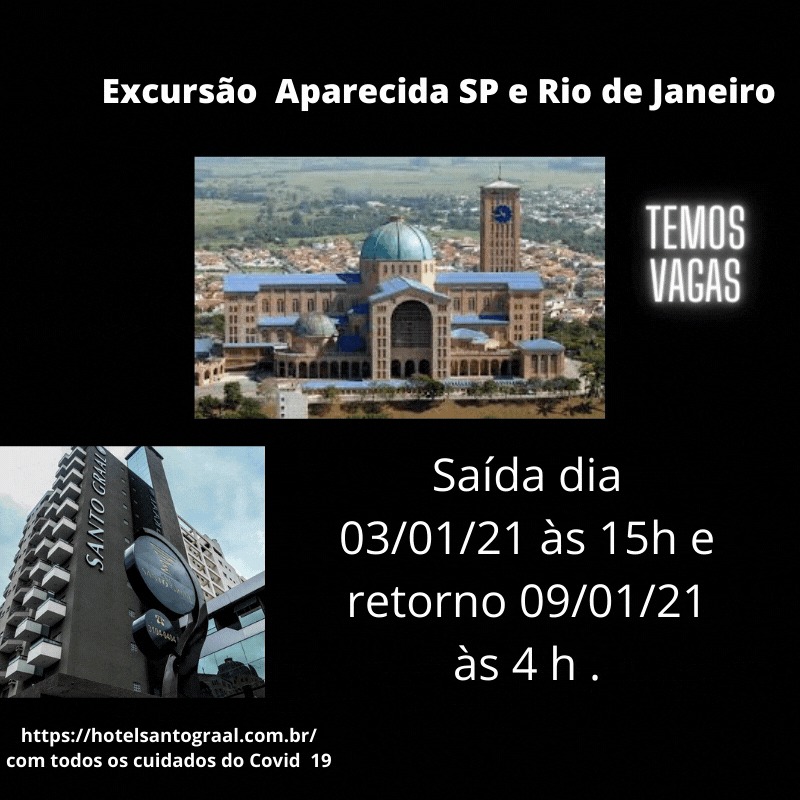 Ãšltimas vagas para a ExcursÃ£o Aparecida SP e Rio de Janeiro 