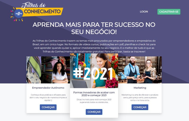 Trilha do Sebrae/PR ensina formas inovadoras de comeÃ§ar 2021