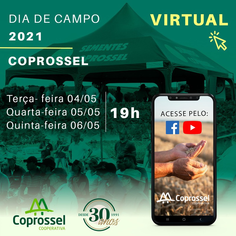 Dia de Campo Virtual da Coprossel comeÃ§a nesta terÃ§a-feira (04/05)