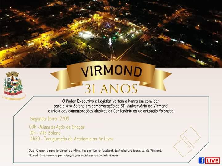 Virmond comemora 31 anos na prÃ³xima segunda-feira