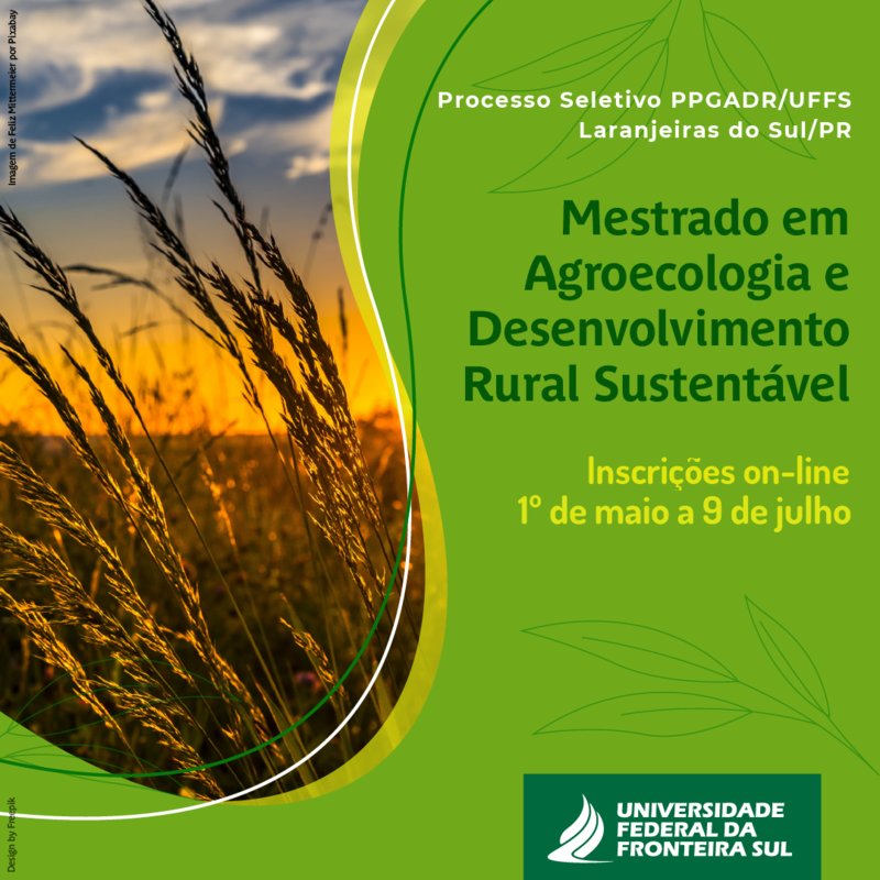UFFS prorroga prazo para inscriÃ§Ã£o no Mestrado em Agroecologia e Desenvolvimento Rural SustentÃ¡vel