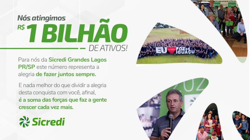 Sicredi Grandes Lagos PR/SP alcanÃ§a R$ 1 bilhÃ£o em ativos