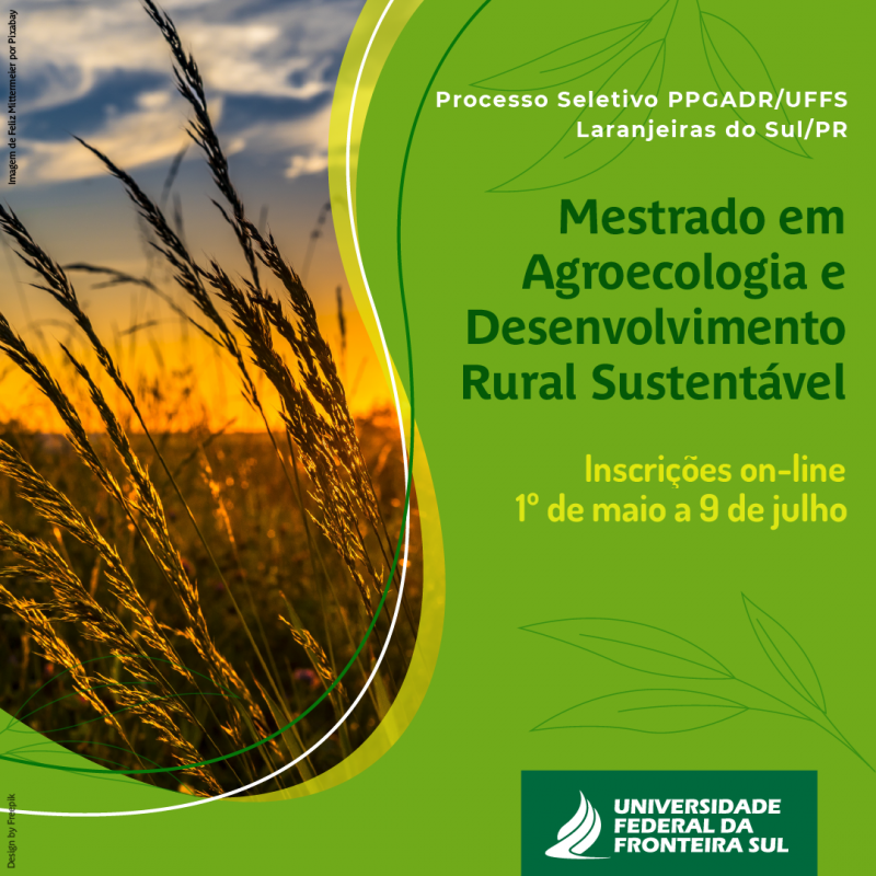 Prazo para inscriÃ§Ã£o no Mestrado em Agroecologia e Desenvolvimento Rural SustentÃ¡vel segue atÃ© 9 de julho