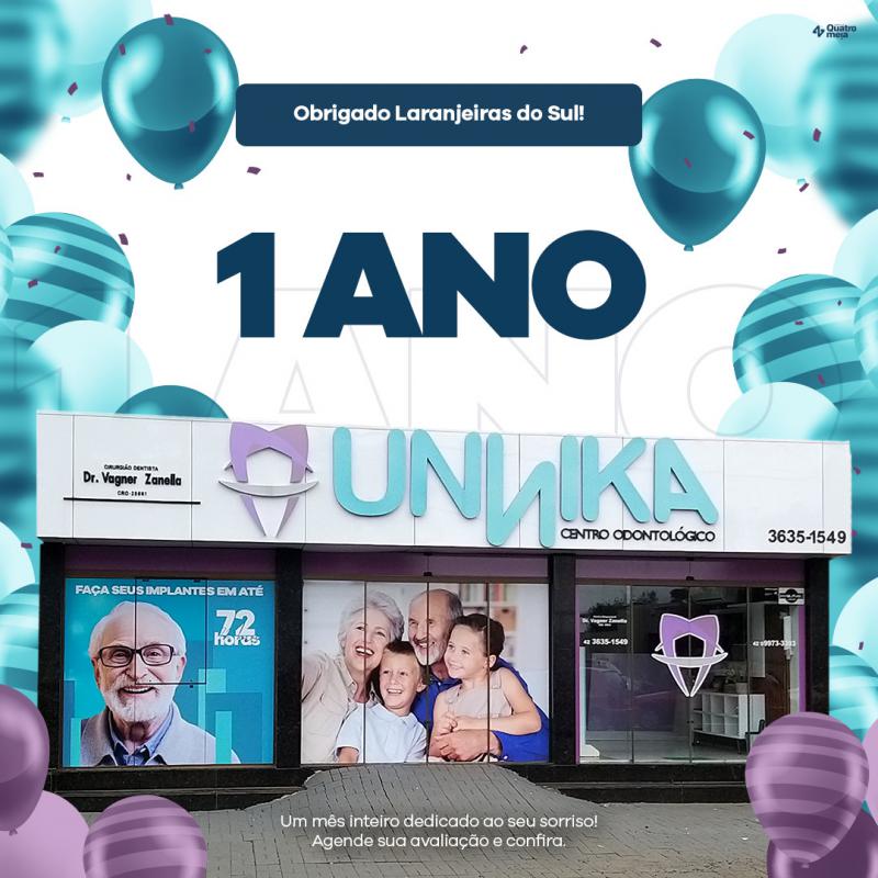 Ãšnnika Centro OdontolÃ³gico comemora 1 ano em Laranjeiras do Sul 